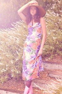 Living Lush Floral Chiffon Cowl-Neck Maxi Dress Off White & Pink / S