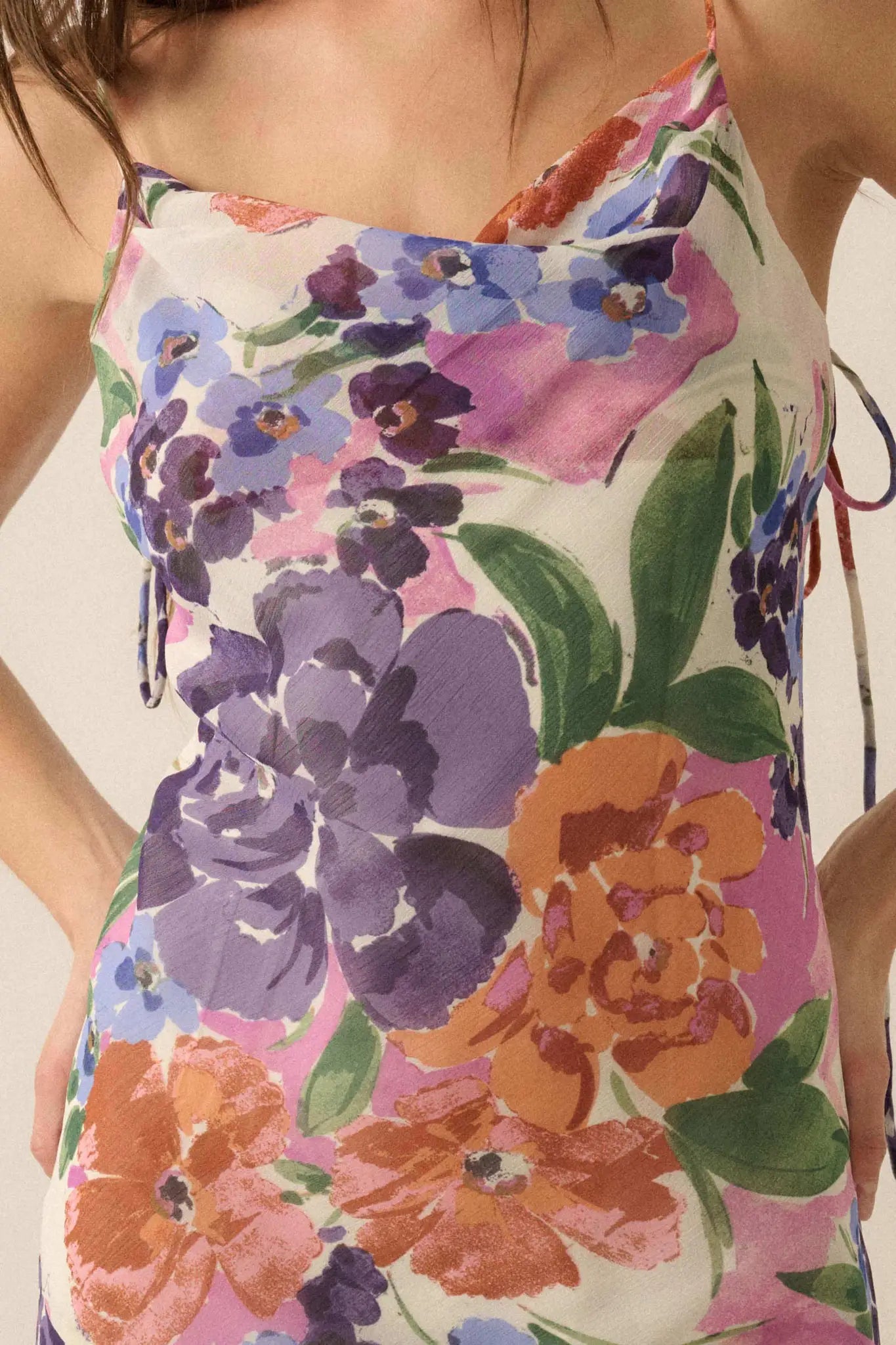 Living Lush Floral Chiffon Cowl-Neck Maxi Dress - ShopPromesa