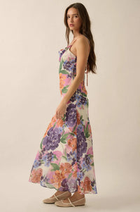 Living Lush Floral Chiffon Cowl-Neck Maxi Dress - ShopPromesa