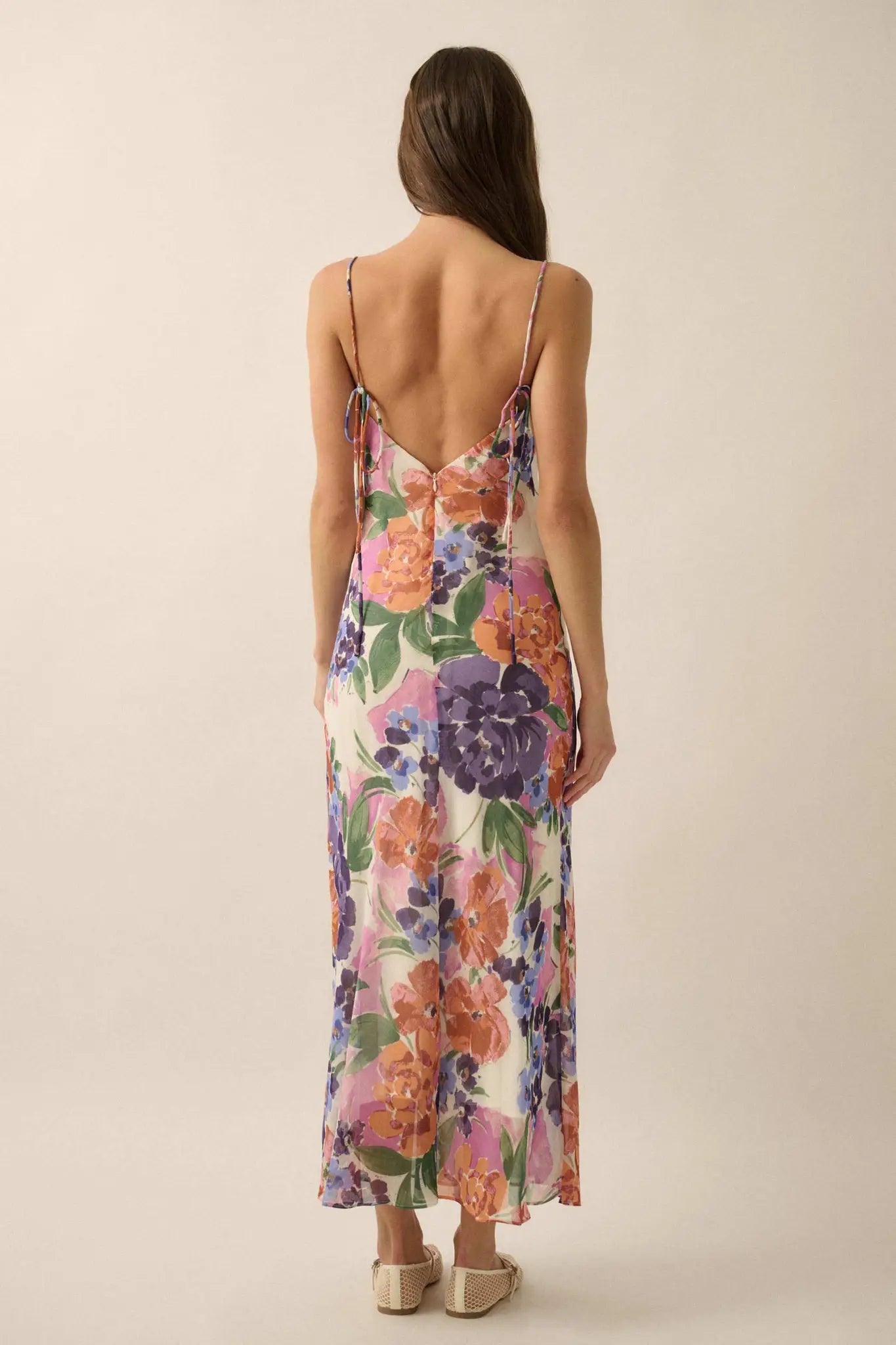 Living Lush Floral Chiffon Cowl-Neck Maxi Dress - ShopPromesa