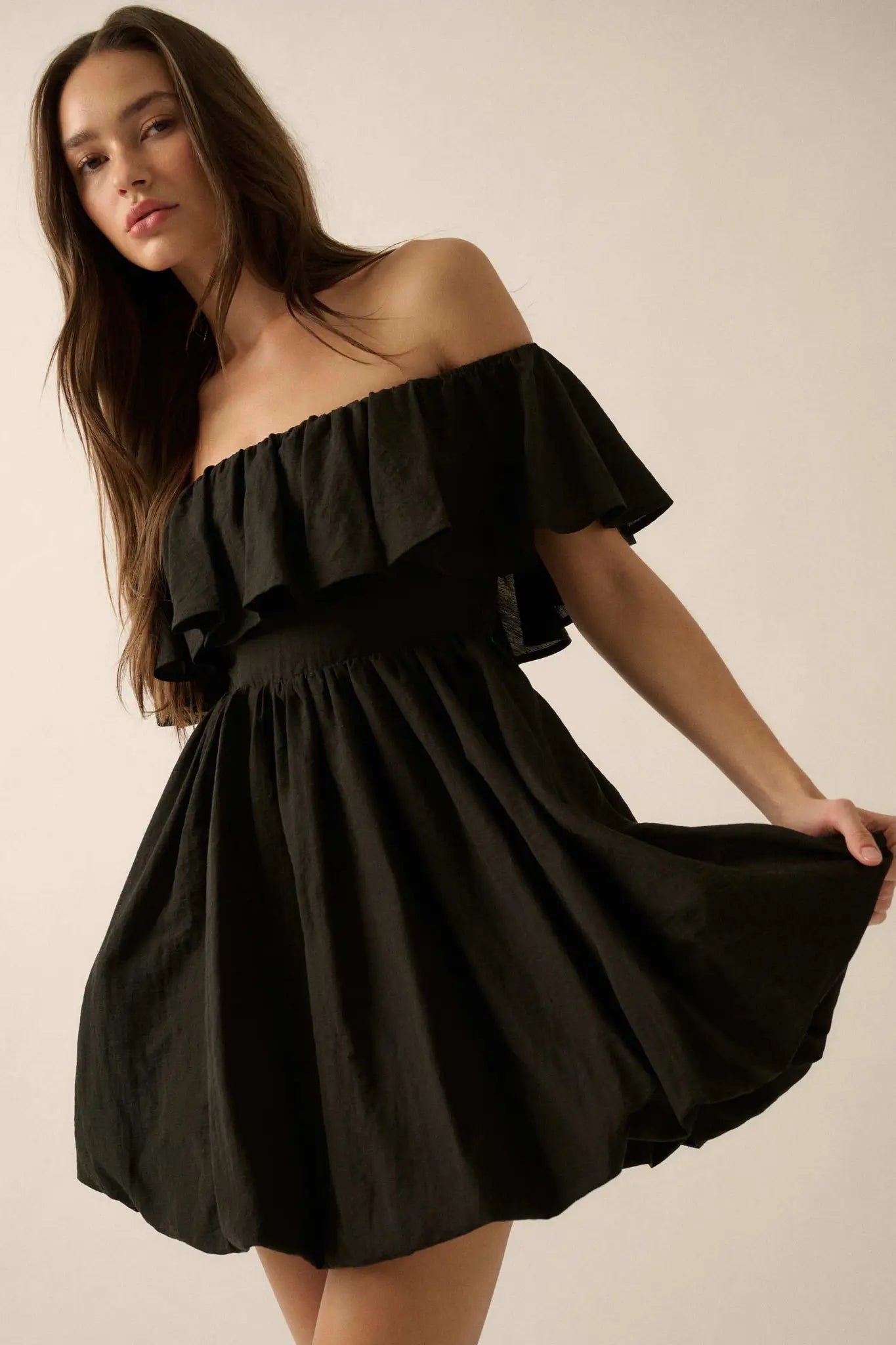flounce dress off shoulder Off Shoulder Layered Ruffle Dress