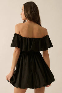 Natural Wonder Off-Shoulder Flounce Mini Dress - ShopPromesa