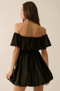 Natural Wonder Off-Shoulder Flounce Mini Dress - ShopPromesa