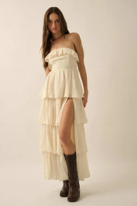 Tiers in Heaven Strapless Tiered Ruffle Maxi Dress - ShopPromesa