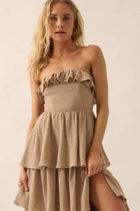 Tiers in Heaven Strapless Tiered Ruffle Maxi Dress - ShopPromesa