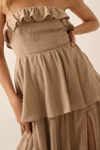 Tiers in Heaven Strapless Tiered Ruffle Maxi Dress - ShopPromesa