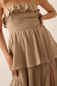 Tiers in Heaven Strapless Tiered Ruffle Maxi Dress - ShopPromesa