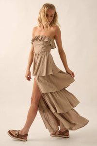 Tiers in Heaven Strapless Tiered Ruffle Maxi Dress - ShopPromesa