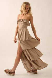 Tiers in Heaven Strapless Tiered Ruffle Maxi Dress - ShopPromesa