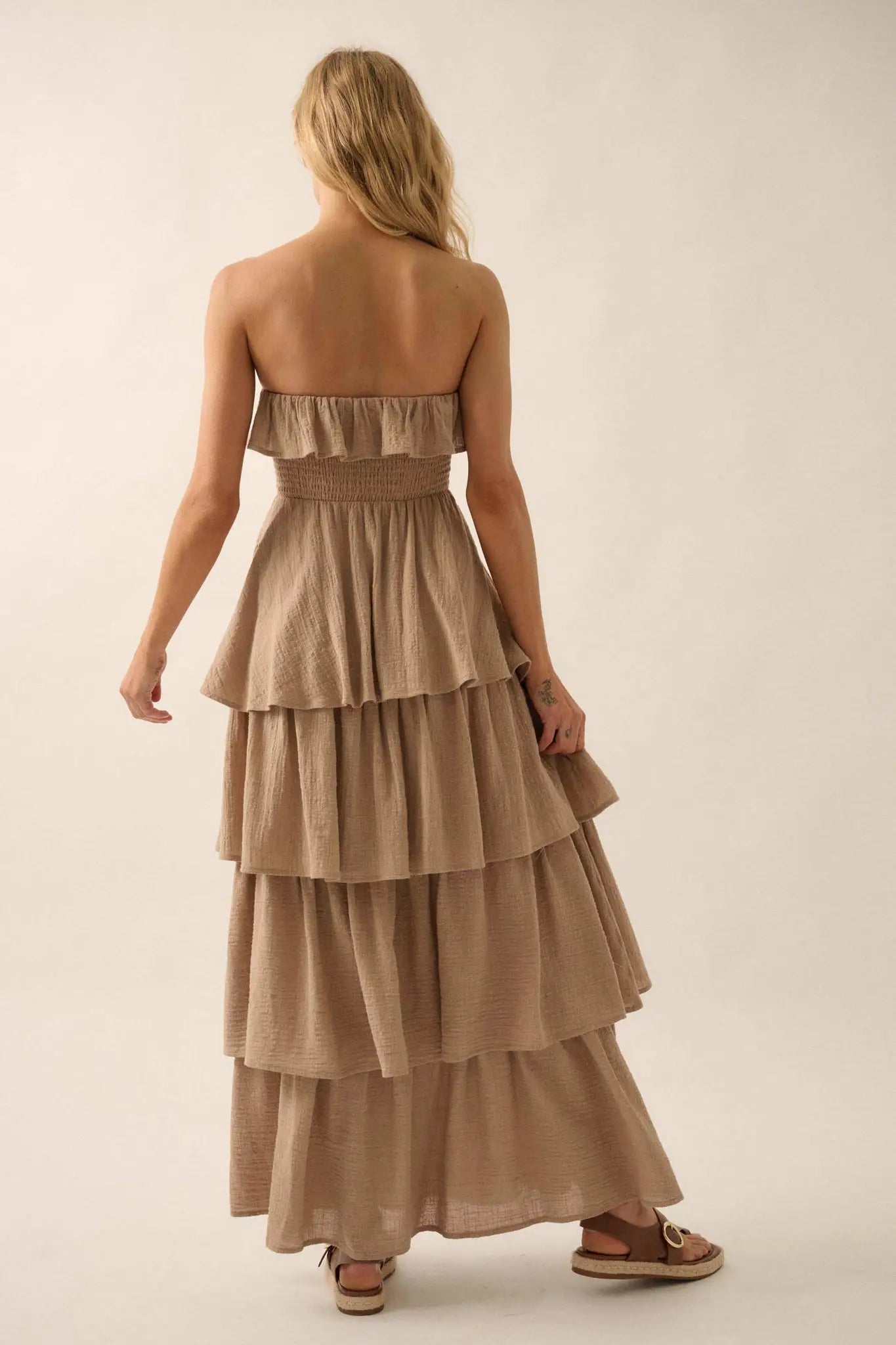 Tiers in Heaven Strapless Tiered Ruffle Maxi Dress - ShopPromesa