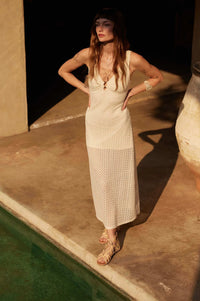 Chase the Sun Crochet Knit O-Ring Maxi Dress - ShopPromesa