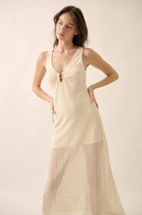 Chase the Sun Crochet Knit O-Ring Maxi Dress - ShopPromesa