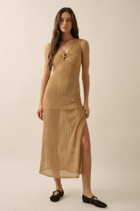 Chase the Sun Crochet Knit O-Ring Maxi Dress - ShopPromesa