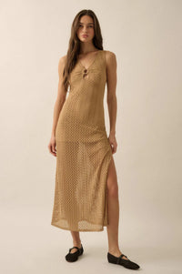 Chase the Sun Crochet Knit O-Ring Maxi Dress - ShopPromesa