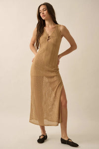 Chase the Sun Crochet Knit O-Ring Maxi Dress - ShopPromesa