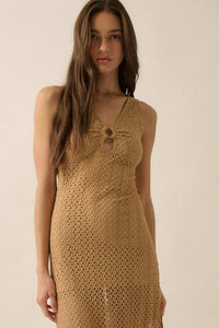 Chase the Sun Crochet Knit O-Ring Maxi Dress - ShopPromesa