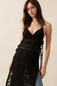 Careless Whisper Sheer Ruffled Chiffon Maxi Dress - ShopPromesa