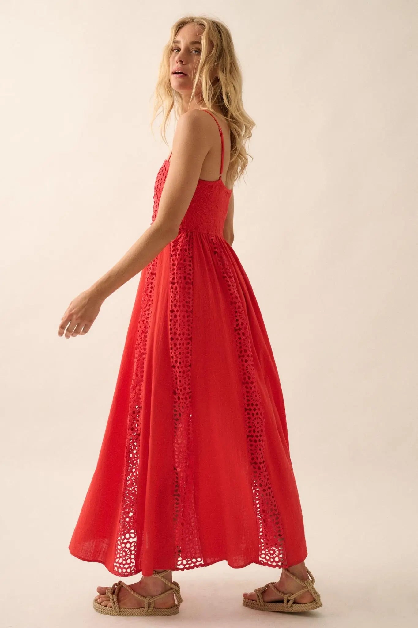 Beautiful Energy Lace-Inset High-Waist Maxi Dress - ShopPromesa
