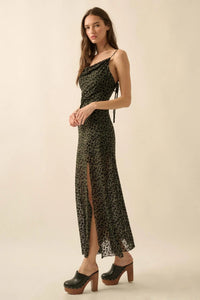 Wild Romance Leopard Mesh Cowl-Neck Maxi Dress - ShopPromesa
