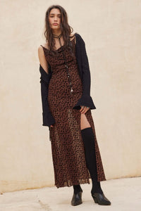 Wild Romance Leopard Mesh Cowl-Neck Maxi Dress - ShopPromesa