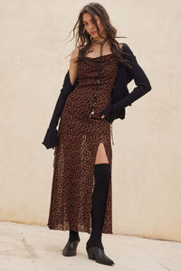 Wild Romance Leopard Mesh Cowl-Neck Maxi Dress - ShopPromesa