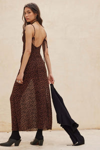 Wild Romance Leopard Mesh Cowl-Neck Maxi Dress - ShopPromesa