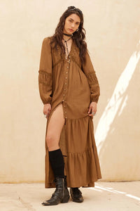 Love Abounds Button-up Balloon-Sleeve Maxi Dress - ShopPromesa