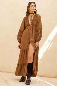 Love Abounds Button-up Balloon-Sleeve Maxi Dress - ShopPromesa