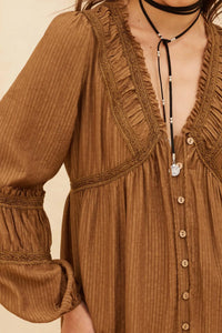 Love Abounds Button-up Balloon-Sleeve Maxi Dress - ShopPromesa