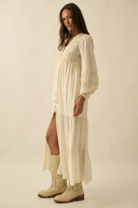 Love Abounds Button-up Balloon-Sleeve Maxi Dress - ShopPromesa