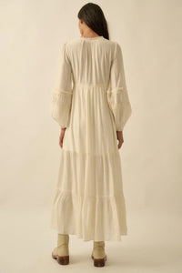 Love Abounds Button-up Balloon-Sleeve Maxi Dress - ShopPromesa