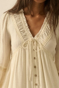 Love Abounds Button-up Balloon-Sleeve Maxi Dress - ShopPromesa