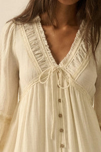 Love Abounds Button-up Balloon-Sleeve Maxi Dress - ShopPromesa