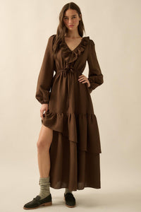 Longing for Love Ruffled Peasant Maxi Dress - ShopPromesa