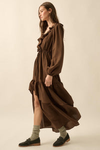 Longing for Love Ruffled Peasant Maxi Dress - ShopPromesa