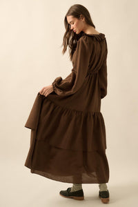 Longing for Love Ruffled Peasant Maxi Dress - ShopPromesa