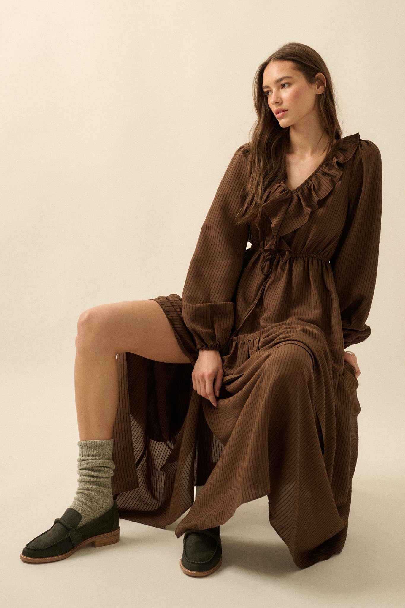 Longing for Love Ruffled Peasant Maxi Dress - ShopPromesa