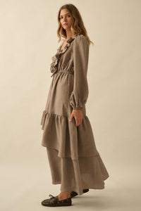 Longing for Love Ruffled Peasant Maxi Dress - ShopPromesa
