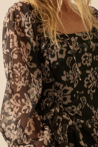 Flowering Grace Floral Organza Peplum Mini Dress - ShopPromesa