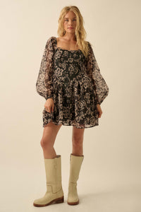 Flowering Grace Floral Organza Peplum Mini Dress - ShopPromesa