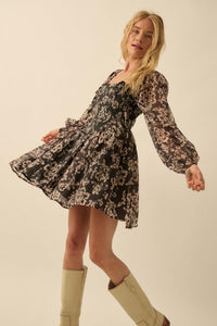 Flowering Grace Floral Organza Peplum Mini Dress - ShopPromesa