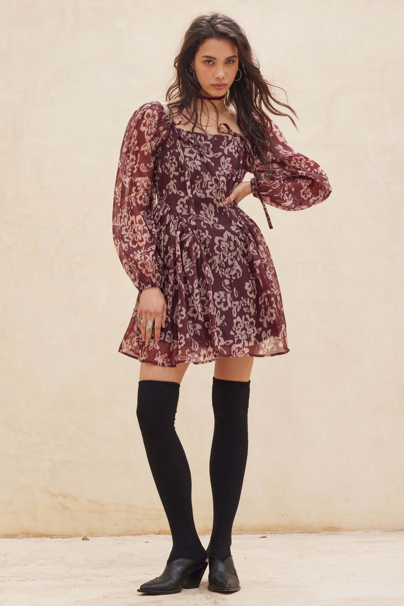 Flowering Grace Floral Organza Peplum Mini Dress - ShopPromesa