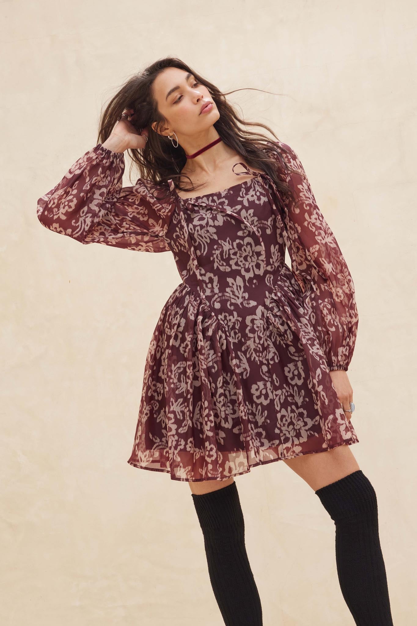 Flowering Grace Floral Organza Peplum Mini Dress - ShopPromesa