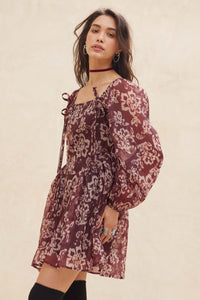 Flowering Grace Floral Organza Peplum Mini Dress - ShopPromesa