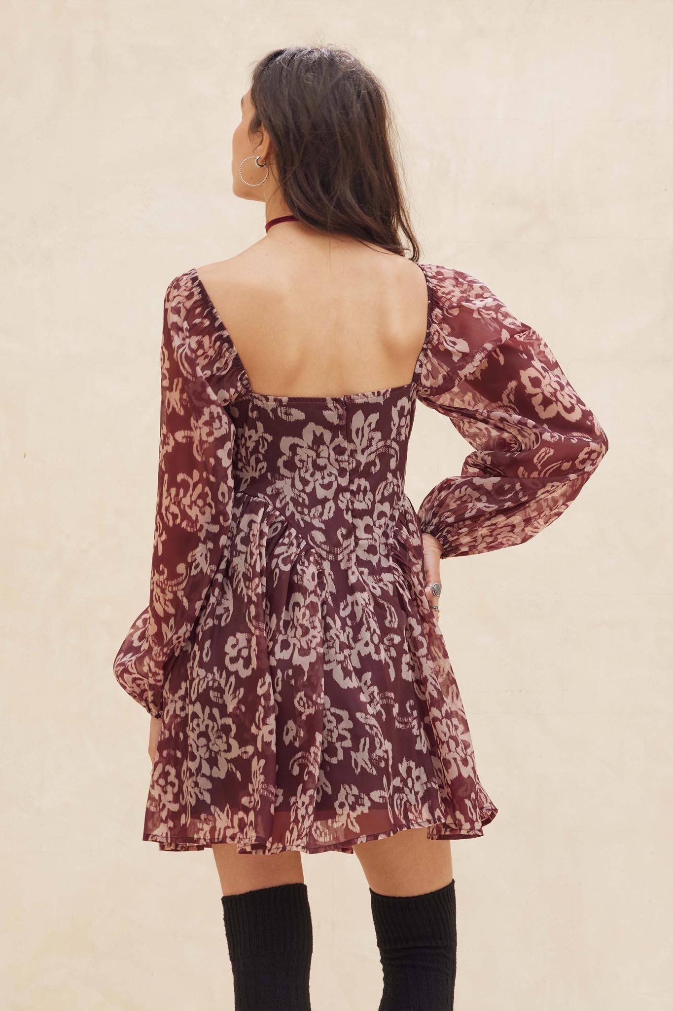 Flowering Grace Floral Organza Peplum Mini Dress - ShopPromesa