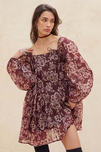 Flowering Grace Floral Organza Peplum Mini Dress - ShopPromesa