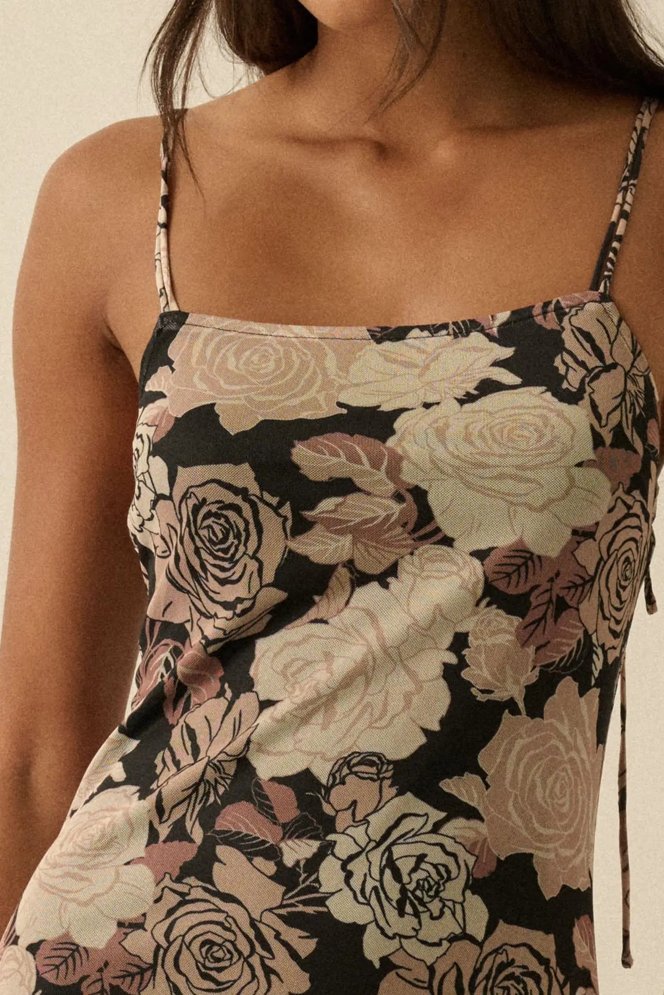 Moonlit Blossoms Floral Mesh Cami Midi Dress - ShopPromesa