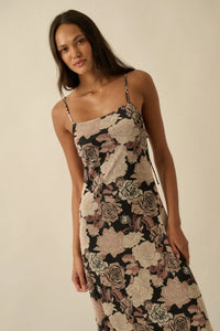 Moonlit Blossoms Floral Mesh Cami Midi Dress - ShopPromesa