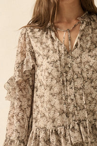 Beautiful Embrace Floral Chiffon Ruffle Mini Dress - ShopPromesa