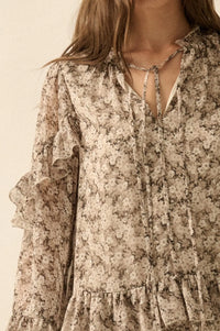 Beautiful Embrace Floral Chiffon Ruffle Mini Dress - ShopPromesa